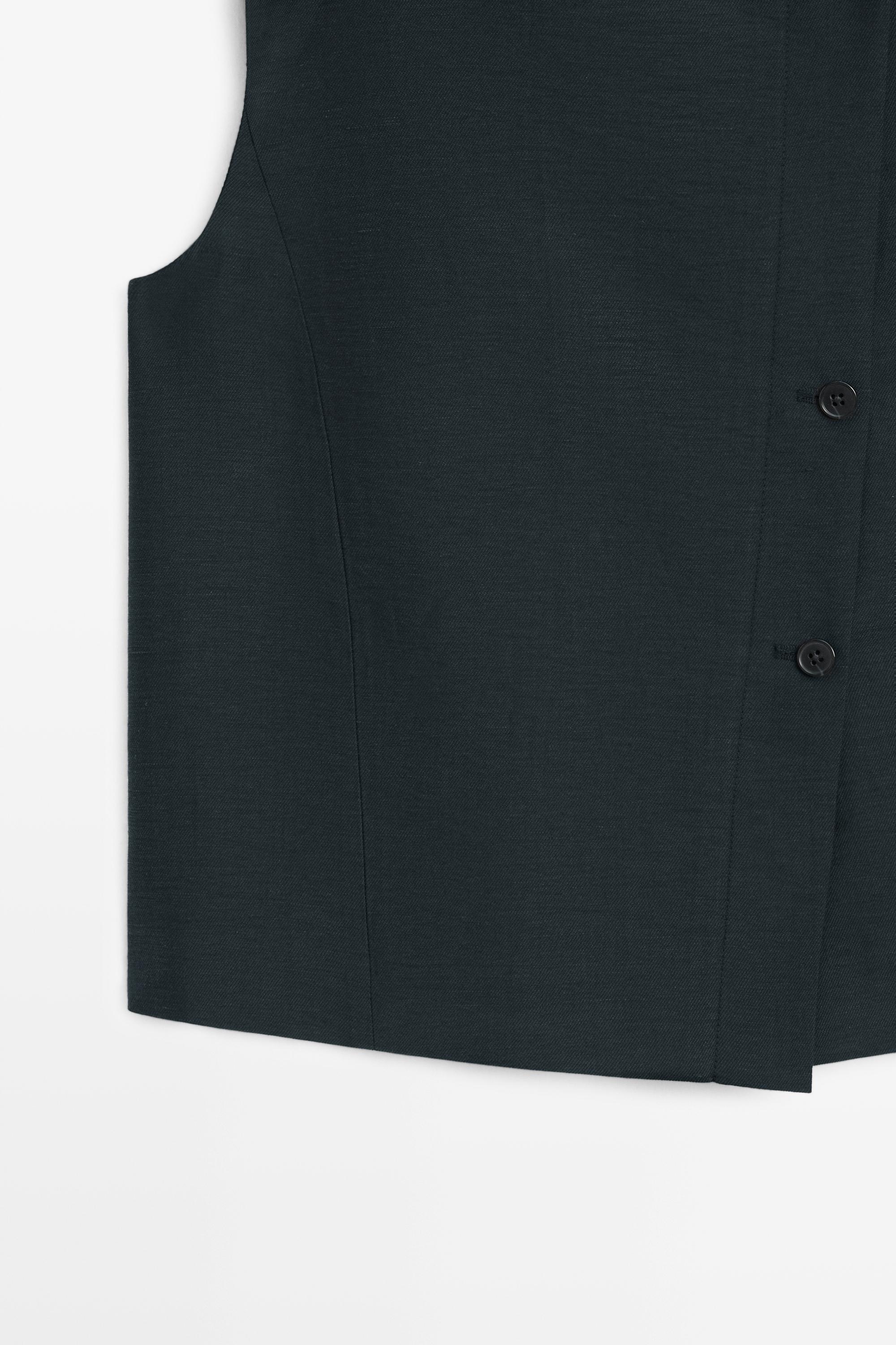 Linen asymmetric buttoned vest